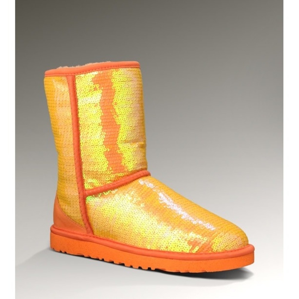 Ugg Orange and Yellow Sequin Boots Size 7